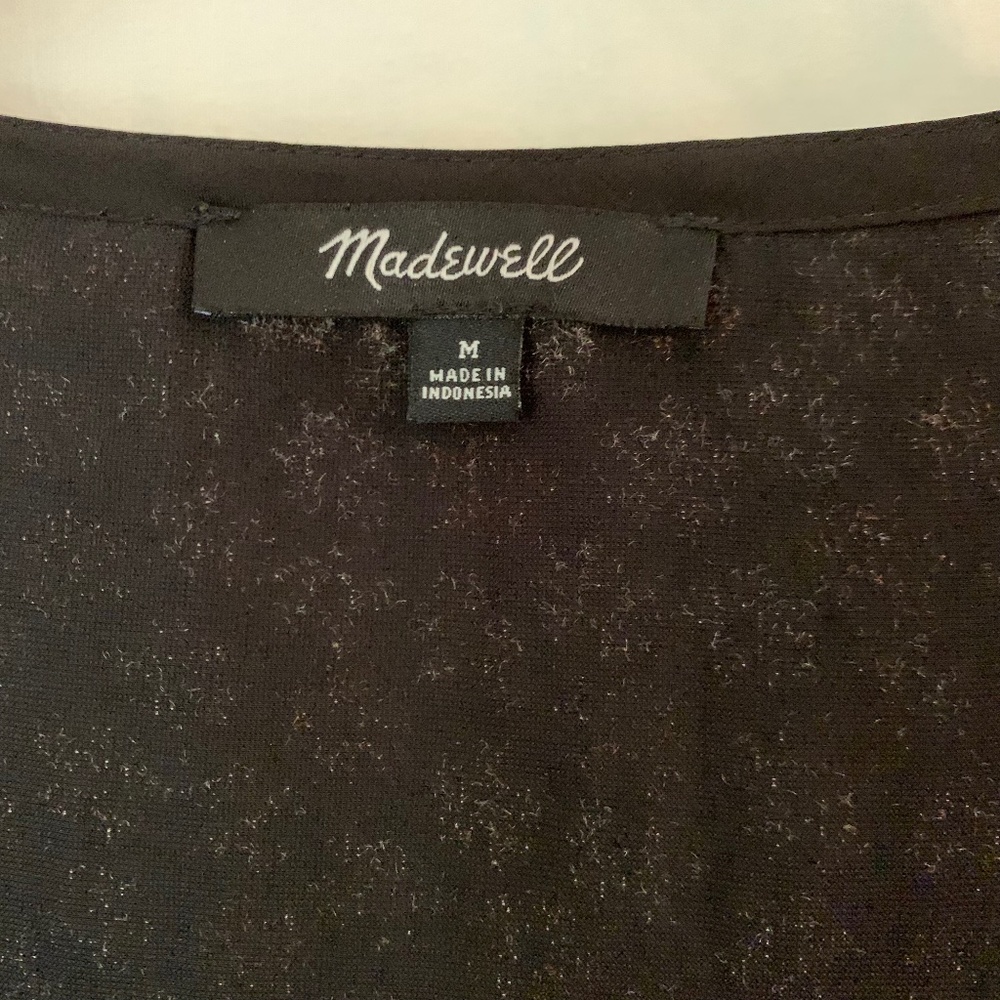 Madewell black floral velvet top with tulip sleeves - Picture 3 of 10